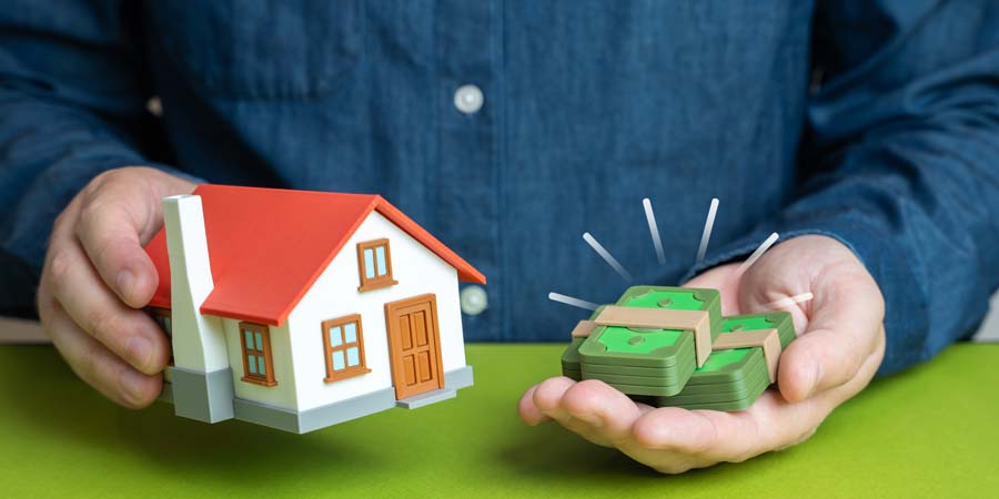 不動産の価値をもとに借入額が決まる不動産担保ローンのイメージ画像